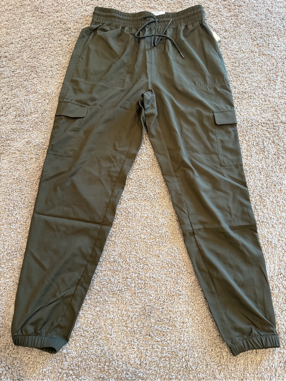 Old Navy Mid Rise Ankle Stretch Tech Jogger Cargo Pants, Dark Olive, Sz S Tall